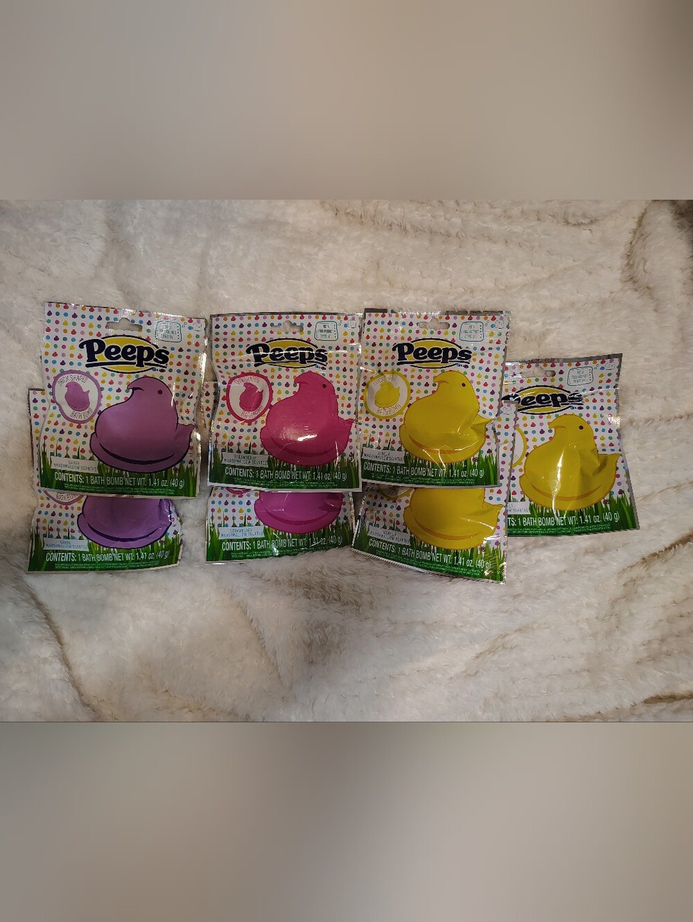 Lot Of 7. Peeps Marshmallow Bath Bomb - Pink, Yellow & Purple